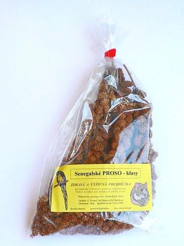 Senegalské proso a sépiové kosti.
