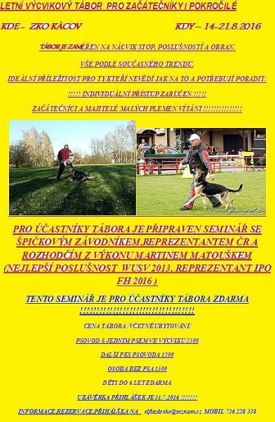 Pozvánka na výcvikový tábor v Kácově