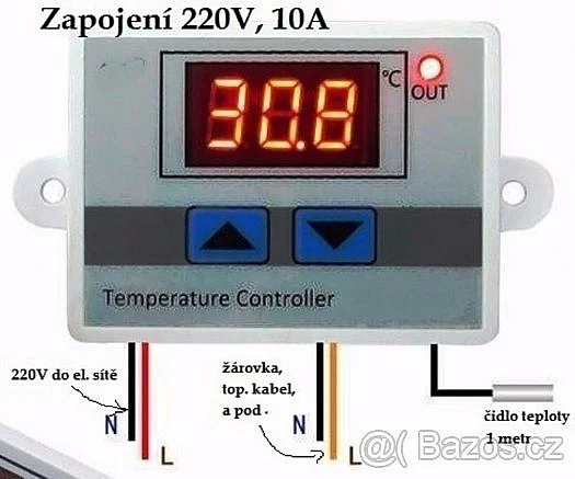 Digitální termostat pro chov a líhnutí, přesný.