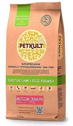 PETKULT dog MEDIUM JUNIOR jehněčí / rýže 12kg