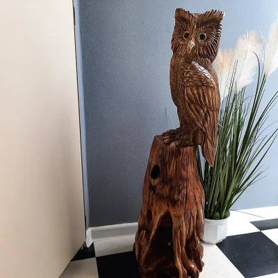 Dřevěná socha sova-(90cm)