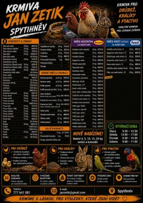 Krmiva Zetik Spytihněv u Jezu,  slunečnice černá 19kc/kg Akce na Avicentru Avest I na burze