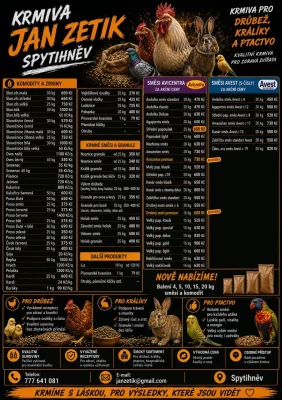 Krmiva Zetik Spytihněv u Jezu,  slunečnice černá 19kc/kg Akce na Avicentru Avest I na burze