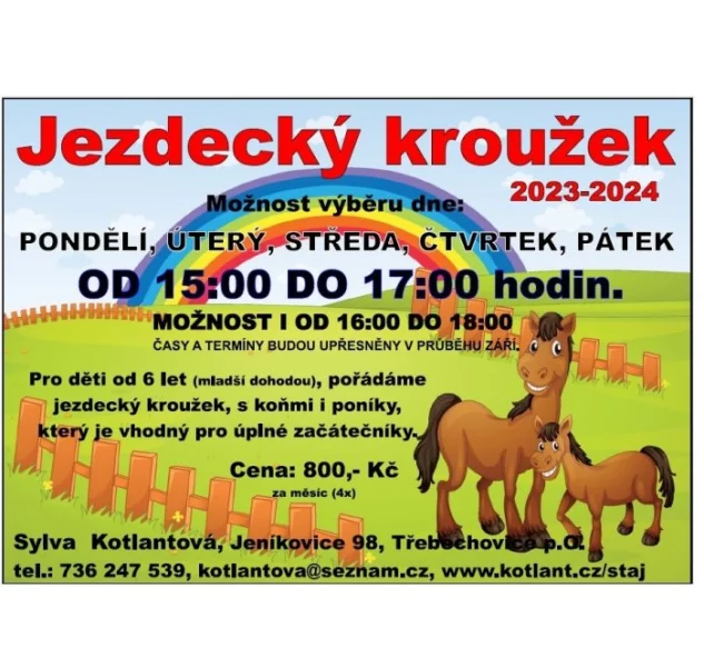 Jezdecký kroužek na koních a ponících.