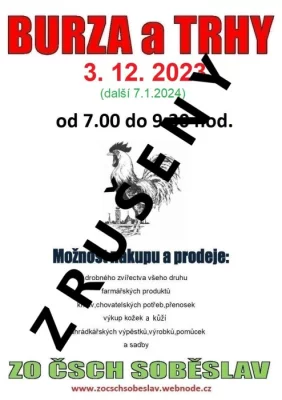 Burza a trhy Soběslav 3.12.2023 zrušeny