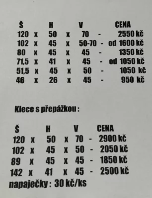 Nové levné bednové klece