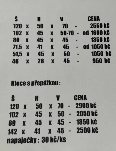 Nové levné bednové klece