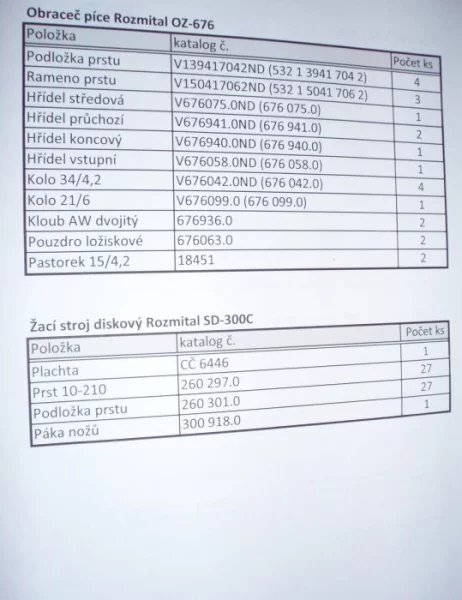 ND na Obraceč píce Rozmital OZ-676 a Žací diskový stroj s prstovým kondicionérem SD-300C