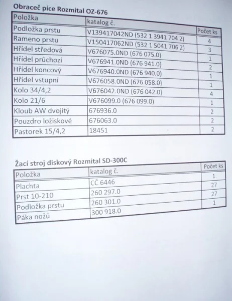 ND na Obraceč píce Rozmital OZ-676 a Žací diskový stroj SD-300C